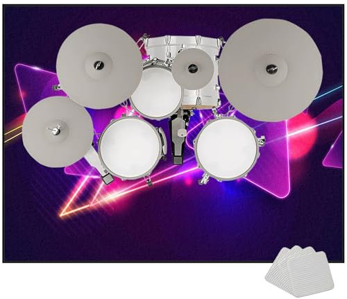 Drum Rug Trommel Teppiche Drum Teppich, Schallschutz Teppichmatte, 200 x 180 cm rutschfeste Drum Matte für Akustik Schlagzeug Drum Kits Bass Drum Elektronisch Snare Klavier Musikinstrumente Teppich