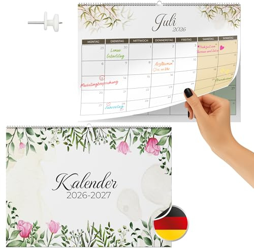 Finoly Calendario da Parete da gennaio 2026 a giugno 2027 18 (mesi) Tedesco | Calendario Mensile 2026-2027 | Planner Annuale da Parete 2026 (Natura)