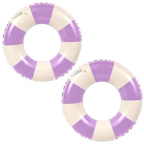 Anillo de Natación a Rayas, 2 PCS Anillo de natación Inflable, Vintage a Rayas Flotador Inflable,para Piscinas de Verano y Playa para Adultos y Niños