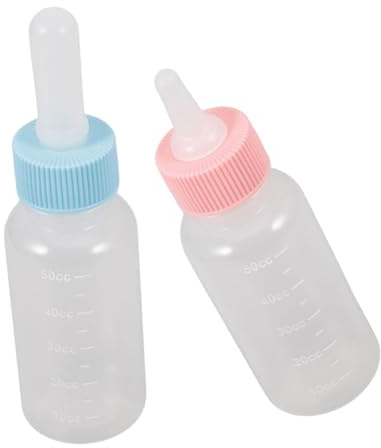 NUOBESTY 2 Piezas Biberones para Mascotas Kit de Alimentación para Cachorros y Gatitos Botella de Reemplazo de Leche para Pequeños Animales Fácil de Usar