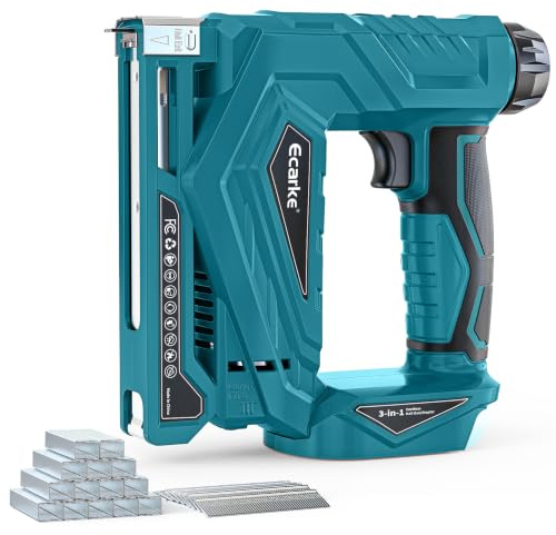 Ecarke Agrafeuse Electrique Sans Fil Compatible avec Batteries Makita 18V | 2-en-1 & avec 2000 agrafes & agrafeuse de menuiserie compatible avec les agrafes T50 & pour bricolage et bois(Sans Batterie)