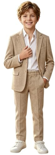 Botong Tweed fiskbensmönstrad pojkdräkt 2 delar retro bröllop kläder för barn