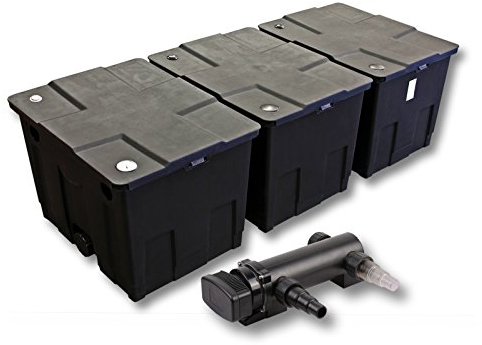 SunSun 3 Cámaras Juego de filtros para 90000l Estanque con 18W UVC 3 Clarificador Jardin