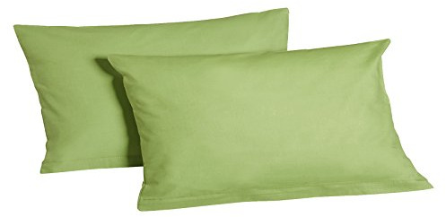 2X Teilig Renforcé Kissenhüllen Kissenbezug Kissenbezüge 100% Baumwolle (40 cm x 80 cm, Grün)