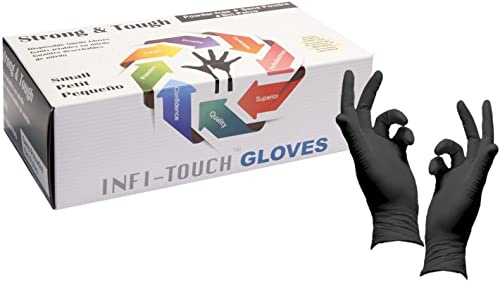 Infi-Touch Heavy Duty Nitrile Gloves, Strong & Tough, High Chemical Resistant, Disposable Gloves, Powder-Free, Non Sterile, Large, 100 Count