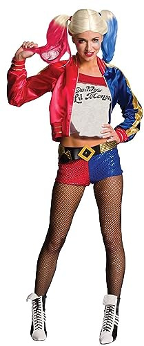 Rubie's Official Harley Quinn Ladies Fancy Dress Halloween Suicide Squad Womens Villain Costume, M, Multi