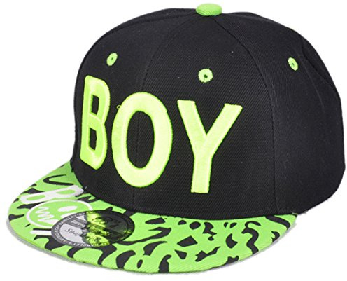 Belsen Kind Hip-Hop Leopard Boy Cap Baseball Kappe Hut (Fluoreszierende grün)