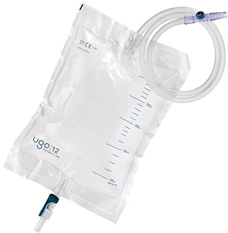 Ugo 2L Nachtbeutel (x10) – Urinbeutel/Katheter Nachtbeutel, T oder Hebel mit knickfreiem Anschluss (10er Pack) (Ugo 12 - Hebelarmatur (Kontinuierlich), Steril)