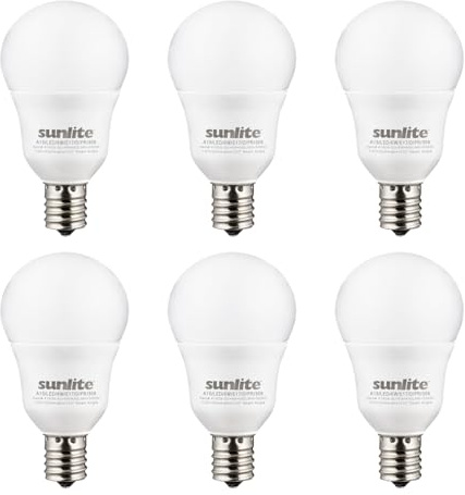 Sunlite A15 E17 LED Bulb, Intermediate Base Light Bulbs, 6 Watts (40W Equivalent), 480 Lumens, Dimmable, for Ceiling Fan and, Lighting Fixtures, Frosted Finish, ETL Listed, 6 Count, 3000K Warm White