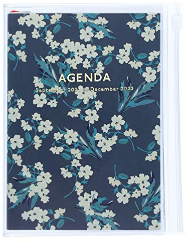 MARK'S 2021/2022 Taschenkalender A6 vertikal, Flower Pattern, Navy: Von September 2021 bis Dezember 2022