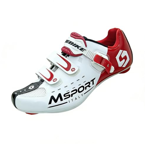 Msport Chaussures de Cyclisme de vélo de Route Respirantes Chaussures de vélo pour Homme/Femme compatibles Look - Blanc 44 EU