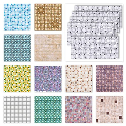 Dekorplatten aus PVC - Dekorative Wandpaneele mit 3D Look als Wandverkleidung - Mosaik Optik (3 Paneele Sparpaket 956 x 480 mm) Backsplash Marmor Imitation PVC