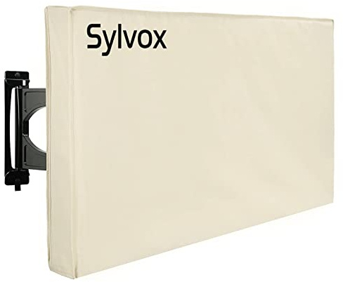 SYLVOX Outdoor TV Cover for 50-55 inch TVs with Fully Bottom Cover, Waterproof Weatherproof Dustproof Television Screen Protectors with Remote Control Pocket, Perfect for Outside TV Protection