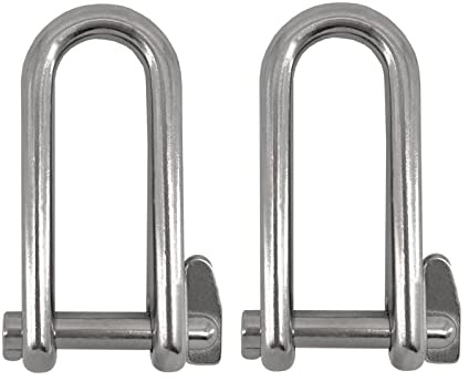 JT-HLM 2Pcs Boat Stainless Steel Long D Shackle 5/16 (8mm) Marine Grade Anchor Chains Wirerope Lifting Outdoor Camping Survival Rope Bracelets