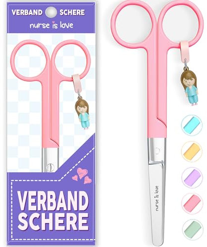 Nurse is Love Mayo Schere, Verbandsschere Pflege, Verbandschere Krankenschwester Schere aus Edelstahl scharf, abgerundete Spitze | für rettungsschere | Trauma schere mit bunt Designs |