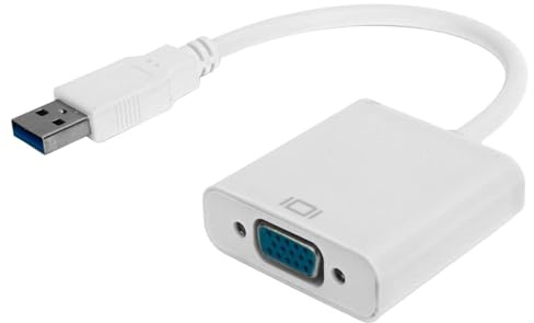 USB Till VGA-adapter USB 3.0 Hane Till VGA 15-stifts Kvinnlig Omvandlarstöd 1080 Vid 60Hz för för 10 Stationär Bärbar Dator PC Monitor Projektor Högupplöst TV för Etc (b (Vit)