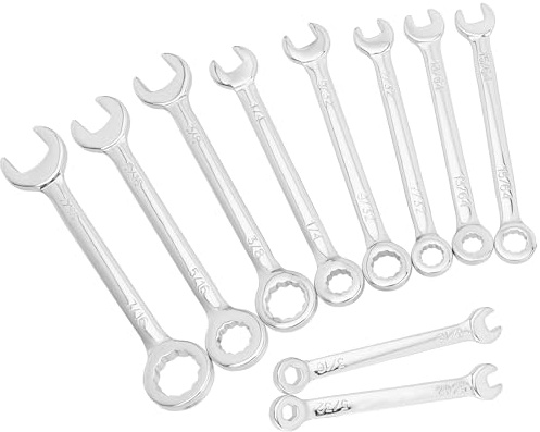 Bestgle Mini Combination Wrench Set, 10Pcs SEA 5/32-7/16 Fixed Head Open and Box End Spanner Kit, High Carbon Steel Repair Tool for Small Fasteners & Tight Spaces