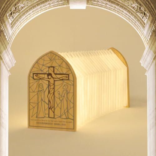 CRIOO Luz nocturna de Jesús, linternas de papel LED plegables, papel Dupont impermeable, recargable por USB, decoración de lámpara de Jesús, cumpleaños, Navidad, religioso, cristiano, conmemoración,