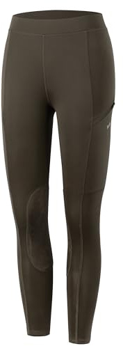 WILLIT Ridbyxor för barn, flickor, ridleggings, knätrimning, ungdom, ridningsbyxor, sommar, ventilerande, elastisk med fickor, BRUN, XL