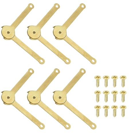 PATIKIL 6 Pcs Charnière de Soutien de Couvercle 68 x 8mm Rotative Doré | Charnière de Support de Couvercle en Métal, à 180 Degrés, pour Armoire Boîte à Bijoux, pour Décoration de Valise