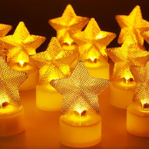 HAIDOLIANG Bougies Chauffe-Plat à DEL Sans Flamme, Lot De 6 - Star