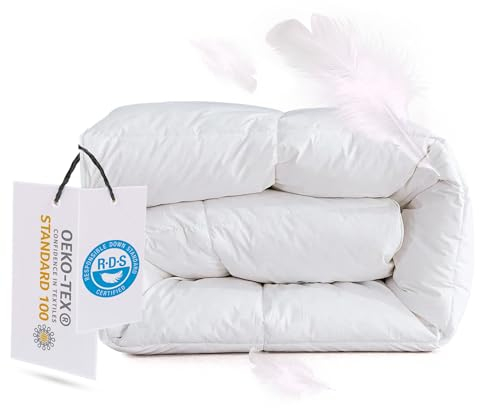 maxiga | Komfort Ganzjahres Daunendecke Bettdecke 135x200 Premium | Federbetten 135x200 Daunen, Ganzjahres Federbett 100% Extraweiche Federn & Nature Federbettdecke Hypoallergen LUX Sommerdecke