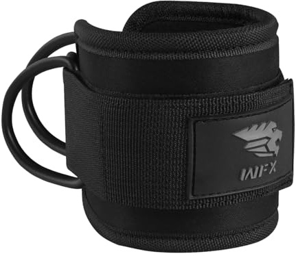 WFX Ankle Straps for Cable Machines Gym Wrist Cuff Double Stainless Steel Weight Lifting D-Ring Booty Leg Resistance Bands Attachment Powerlift Women Men Home Fitness Workout Curl Kickback