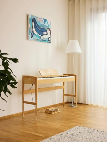 Sonora 3 Digitalpiano, 88 viktade tangenter, hempiano med stativ, trippel pedal, musikstativ, USB midiklänning och hörlursuttag, utan bänk, ek