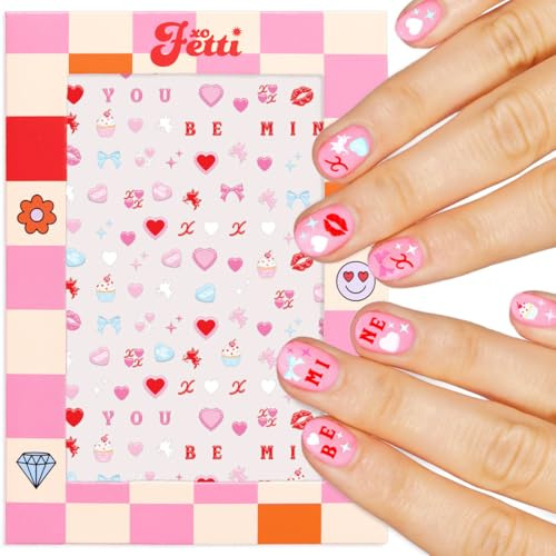 xo, Fetti Be Mine Nail Stickers | Valentine Gift, Pink, Cute Nail Art, Candy Heart Decals, Cupid Stickers