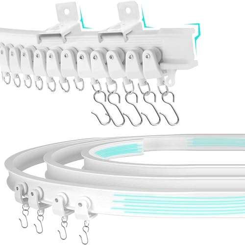 3.5 Meter Flexible Curtain rail track [WALL MOUNT] - White Heavy duty curtain track for Bay windows, Rooms, Divider, RV & Shower curtain rail track - Swish curtain track - Bay window curtain rail