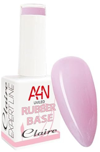 Gel de base UV/LED RubberGel Claire con pincel, gel de camuflaje/maquillaje para el fortalecimiento de las uñas naturales