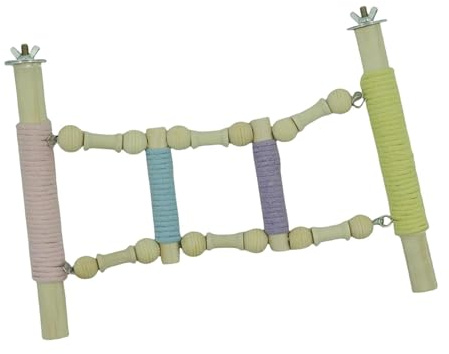 Baoblaze Échelle à Oiseaux à 4 marches pour Petits perroquets avec Fixation à vis, Jouet d'escalade en Bois et Corde