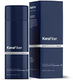 KeraFiber Professional Hair Building Fibres - Natural Keratin Hair thickener Fibres, Hair Powder for Men and Women, Full Head of Hair in 30 Seconds-Hair Fibres Black (12g/0.42oz)