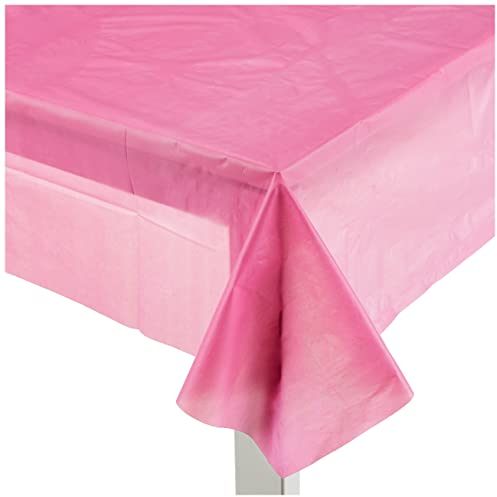 Solid Hot Pink Rectangular Plastic Table Cover (137cm x 274cm) 1 Count - Elegant & Durable Tablecloth for Parties, Events, and Home Use