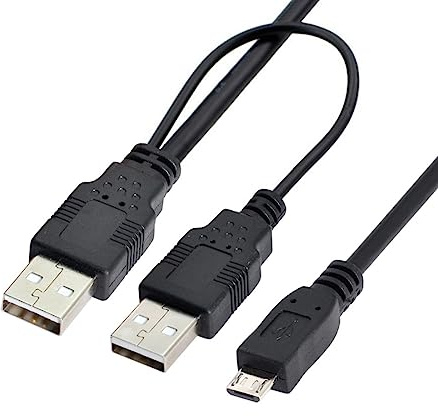 chenyang Câble de données USB 2.0 vers Micro USB 5Pin avec câble d'alimentation supplémentaire 80cm pour disque dur