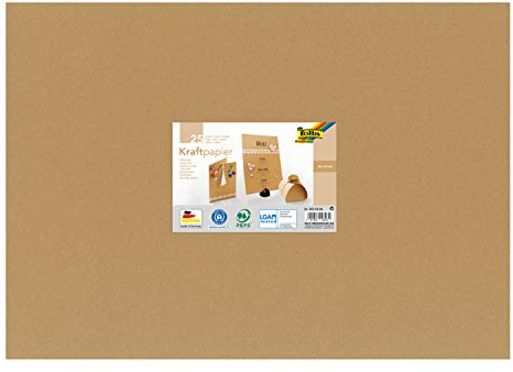 folia 691/25/98 - Kraftpapier natur, 120 g/m², ca. 50 x 70 cm, 25 Bogen, zum individuellen Basteln und Gestalten von Grußkarten, Einladungen, Tischkarten, uvm.