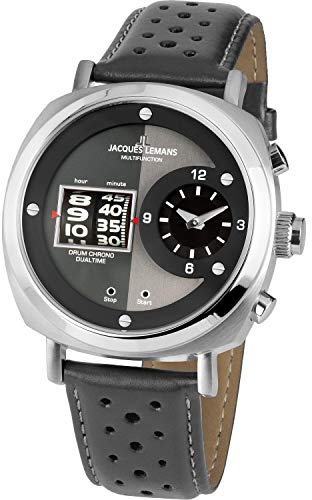 JACQUES LEMANS Herren-Uhren Analog Quarz One Size Grau 32016507