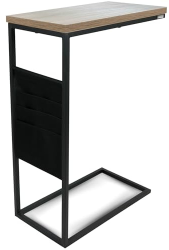 holz4home® Beistelltisch aus MDF Sonoma Eiche I Größe: 46x25x67 cm I Optimal nutzbar als Couchtisch oder schmaler Nachttisch I Metallgestell und MDF