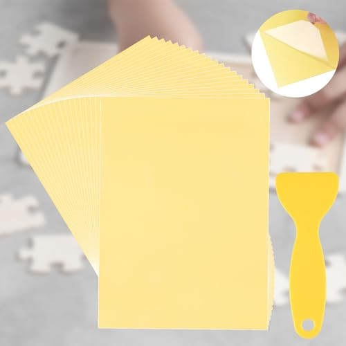 20 Blatt Puzzlekleber, Puzzle Kleber Transparent, Puzzle Klebefolie, Puzzle Folie Selbstklebend, Puzzle Kleber für Puzzle Stabilisieren (25 × 18 cm)