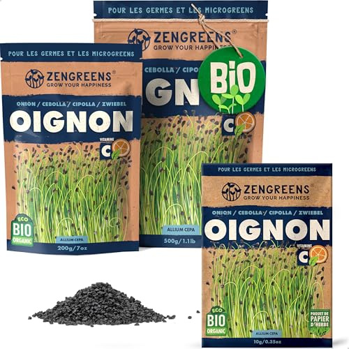 ZenGreens® - Semi di cipolla biologico - Scegli tra 10g, 200g e 500g - Germogli di cipolla - Germinazione superiore al 97% - Microgreens