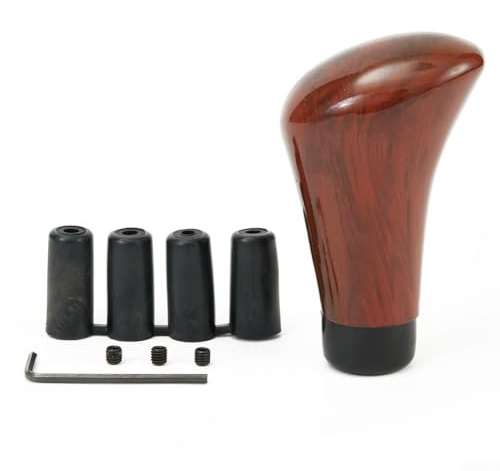 Pomello Cambio Universale in Legno di Noce Elegante per Auto Manuali - 1 Pomello con 4 Adattatori e Viti, Finitura Lussuosa, Antiscivolo, Facile Installazione, Compatibile con Filettature M8/M10
