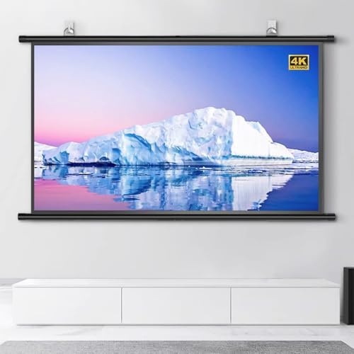 GSKDZG Wall Mounted Projector Screen 30 40 50 60 72 Manual Pull Down Projection Screen 4K HD Home Theater Movie Screen for Home Office Outdoor Indoor(60 Inch (4:3))
