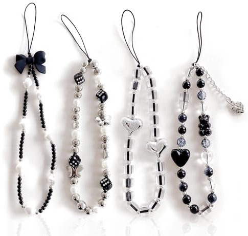 Yamobi 4 colgantes para teléfono móvil Y2K, cadena corta, colgante clásico para teléfono móvil, colgante para funda de teléfono móvil, pulsera para cámara, llavero