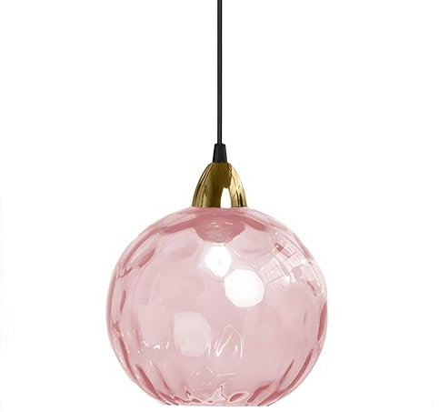 XIRYTU-H 15cm/5.9'' Industrielle kugelförmige Vintage-Glas-Pendelleuchte, E27 Deckenleuchte Hängelampe, Goldenes Ende & Glas-Kugel-Schirm, Esszimmer Schlafzimmer Kronleuchter (15cm, Rosa)