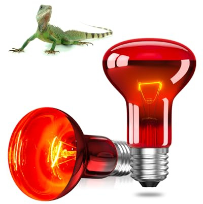 GlowUp E27 Reptile Bombillas Calentadoras 50W, Regulable Retroiluminación Infrarroja Lámpara de Calor Bombilla Spot Basking Para Dragon Barbudo, Lagarto, Tortuga, Reptiles & Anfibios, 2 Paquetes