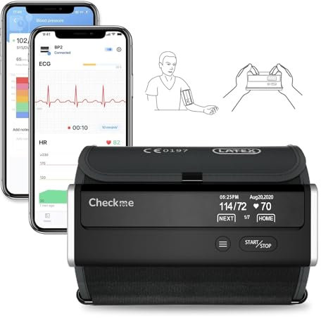 CheckMe Smart Blood Pressure Monitor with ECG and AI Analysis Report, 3 Consecutive Measurements, Upper Arm Blood Pressure Machine for Home Use, APP Unlimited Data Management