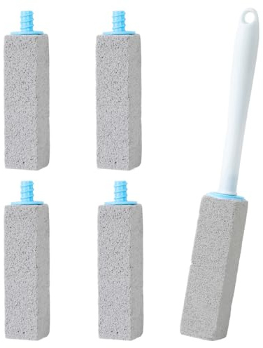 Pietra Pomice per WC, 5 Pezzi Pietre Pomice per la Pulizia con 1 Manico, Detergente di WC per Cucina, Doccia, Bagno, Piscina, Lavandino
