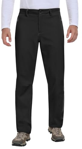 heekpek Pantalon Homme Hiver Imperméable Softshell Doublé Polaire Chaud Pantalon de Randonnée, Noir, S