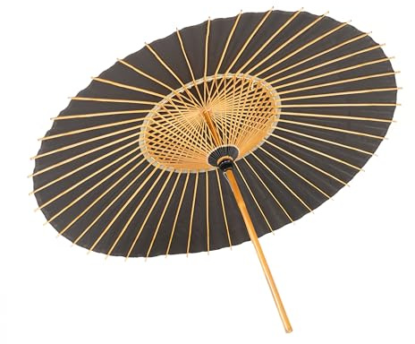 山本竹細工屋 （YAMAMOTOTAKIZAYIKUYA) Asian Home Rainproof Handmade Japanese Oiled Paper Umbrella Parasol 41.7inch (Black)