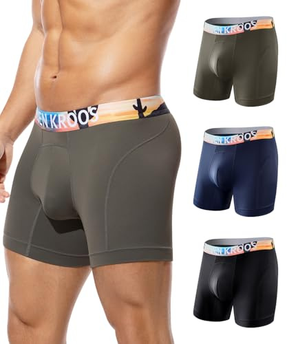 Arjen Kroos Boxer Long Homme Microfibre Caleçon Sport sous-vêtements 3-Pack | Caleçon à Jambes Longues, Anti Frottement, Respirant, Ultra Doux, Élastique pour le Quotidien, le Sport, le Travail